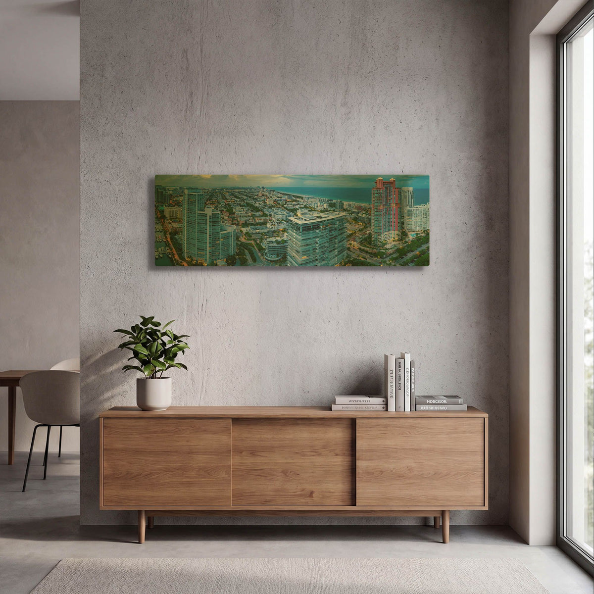 'Miami Citiscape' By AKG Gold Metal Wall Art