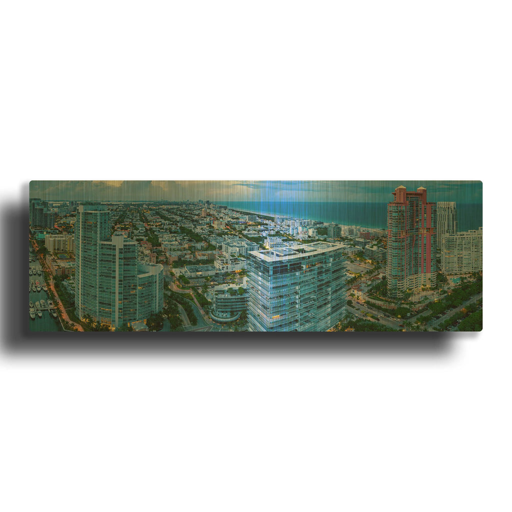 'Miami Citiscape' By AKG Gold Metal Wall Art