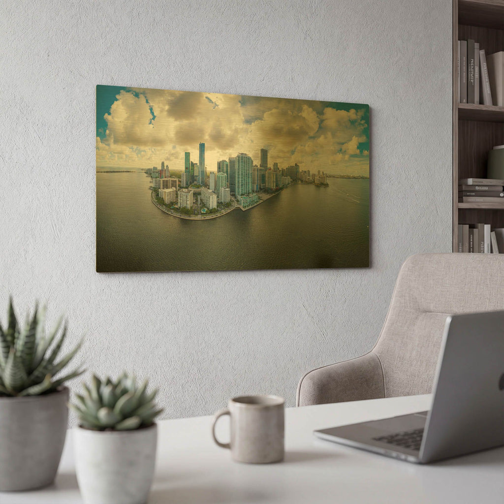 'Miami, Florida' By AKG Gold Metal Wall Art