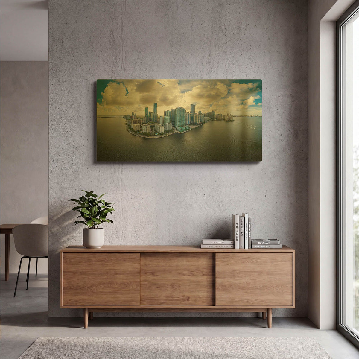 'Miami, Florida' By AKG Gold Metal Wall Art