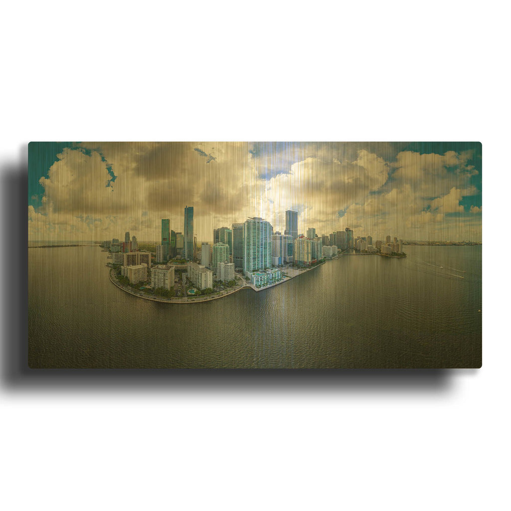 'Miami, Florida' By AKG Gold Metal Wall Art