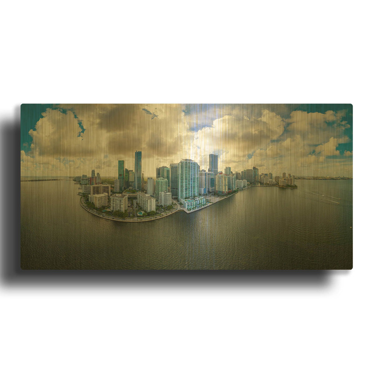 'Miami, Florida' By AKG Gold Metal Wall Art