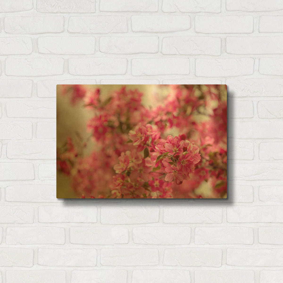 'Pink Floral' By AKG Gold Metal Wall Art