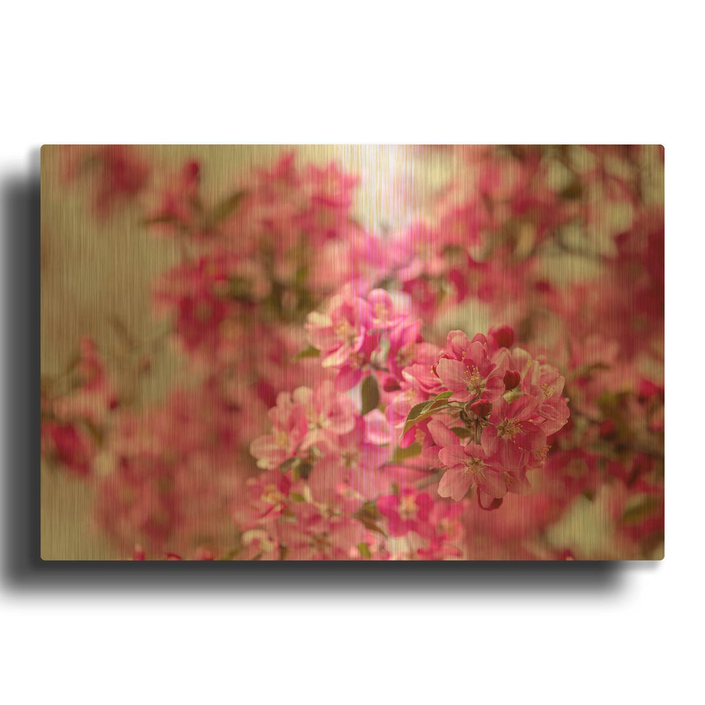 'Pink Floral' By AKG Gold Metal Wall Art