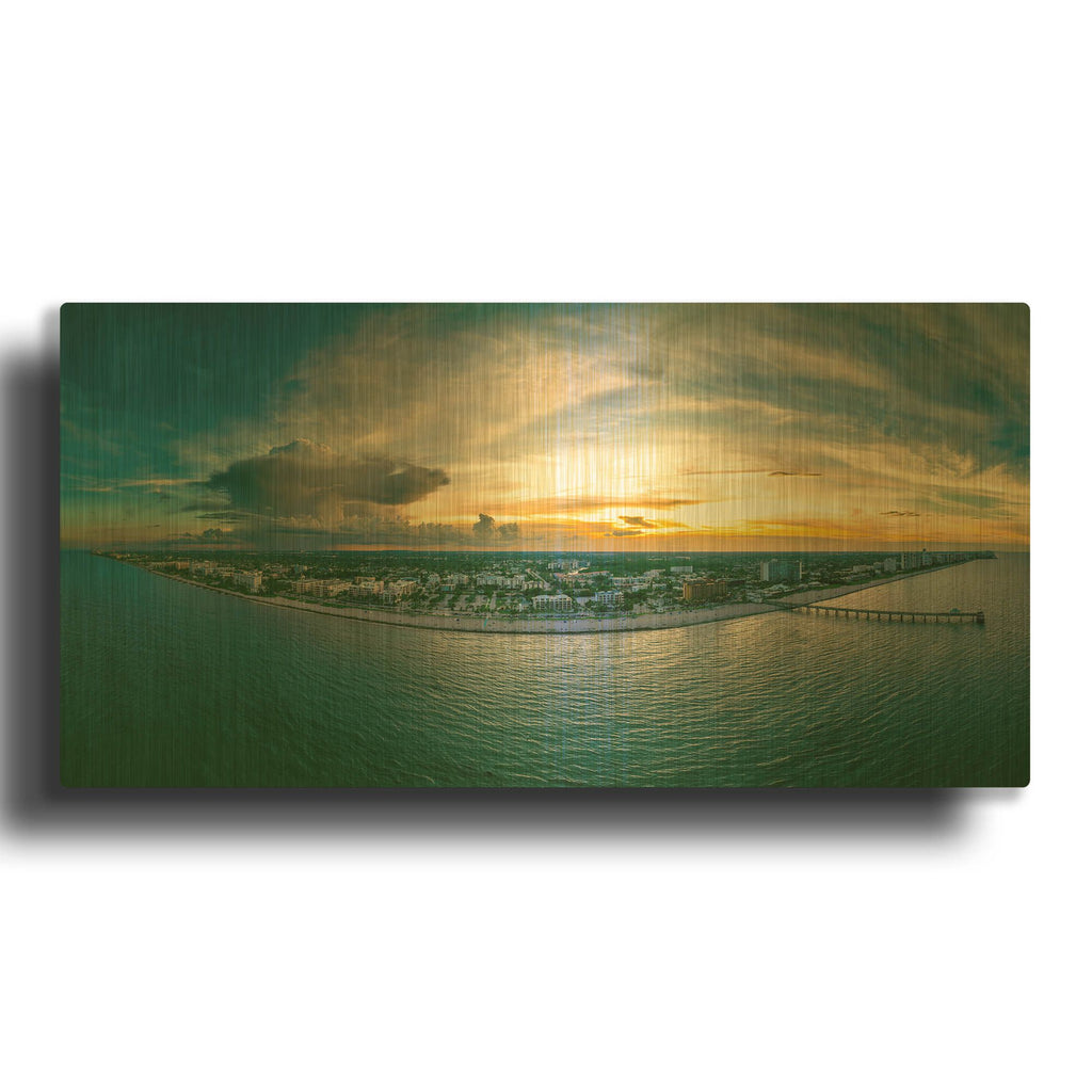'Deerfield Beach, Florida 2' By AKG Gold Metal Wall Art