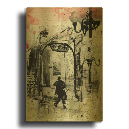 'Rush Hour Paris' By DB Waterman Gold Metal Wall Art