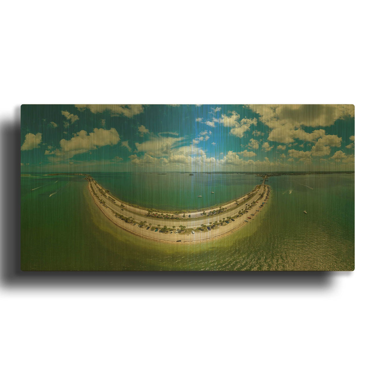 'Smiley Island' By AKG Gold Metal Wall Art