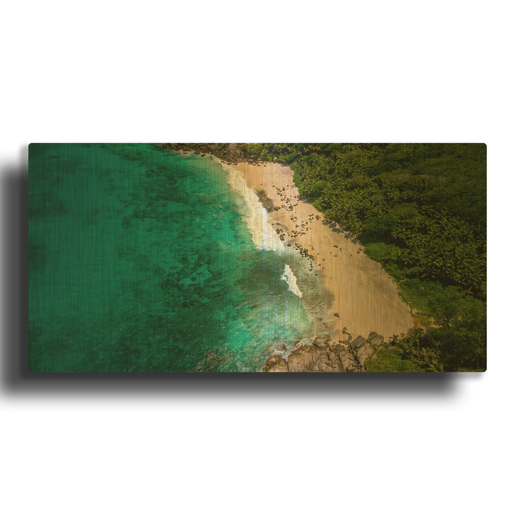 'Seychelles Beach' By AKG Gold Metal Wall Art