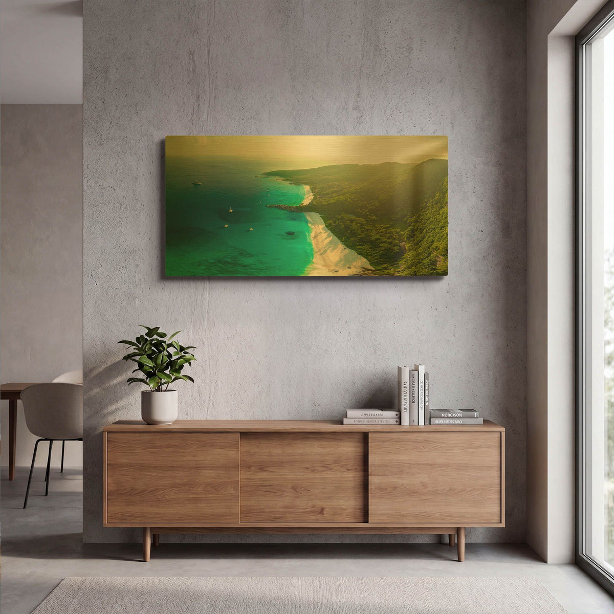 'Seychelles Beach 2' By AKG Gold Metal Wall Art