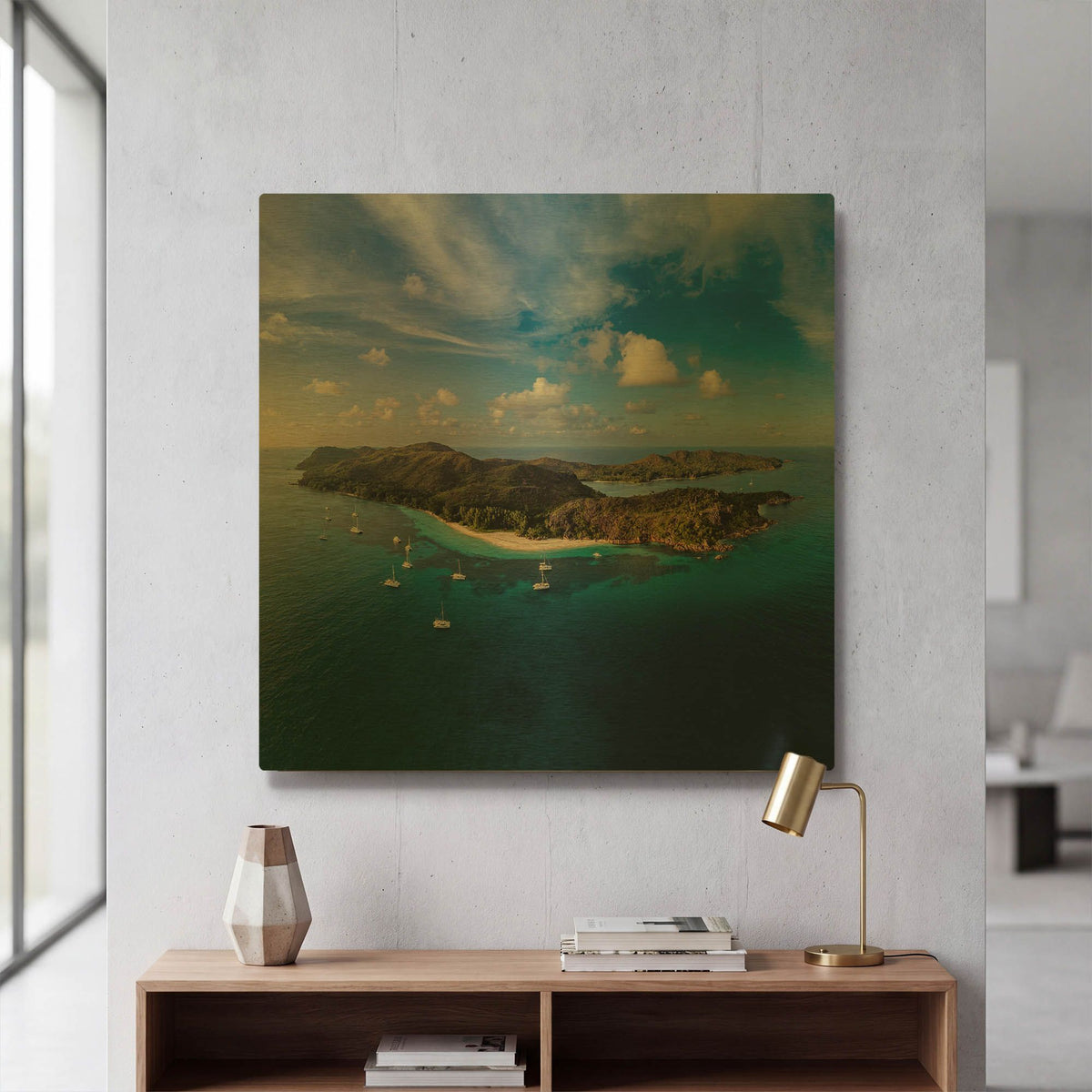 'Curieuse Island Seychelles' By AKG Gold Metal Wall Art