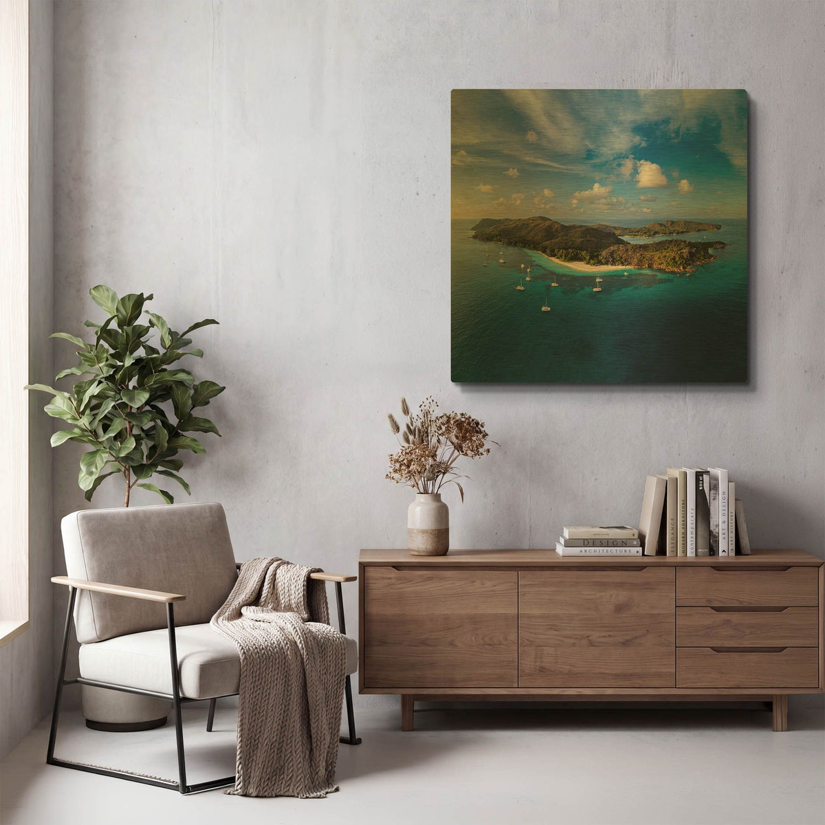 'Curieuse Island Seychelles' By AKG Gold Metal Wall Art