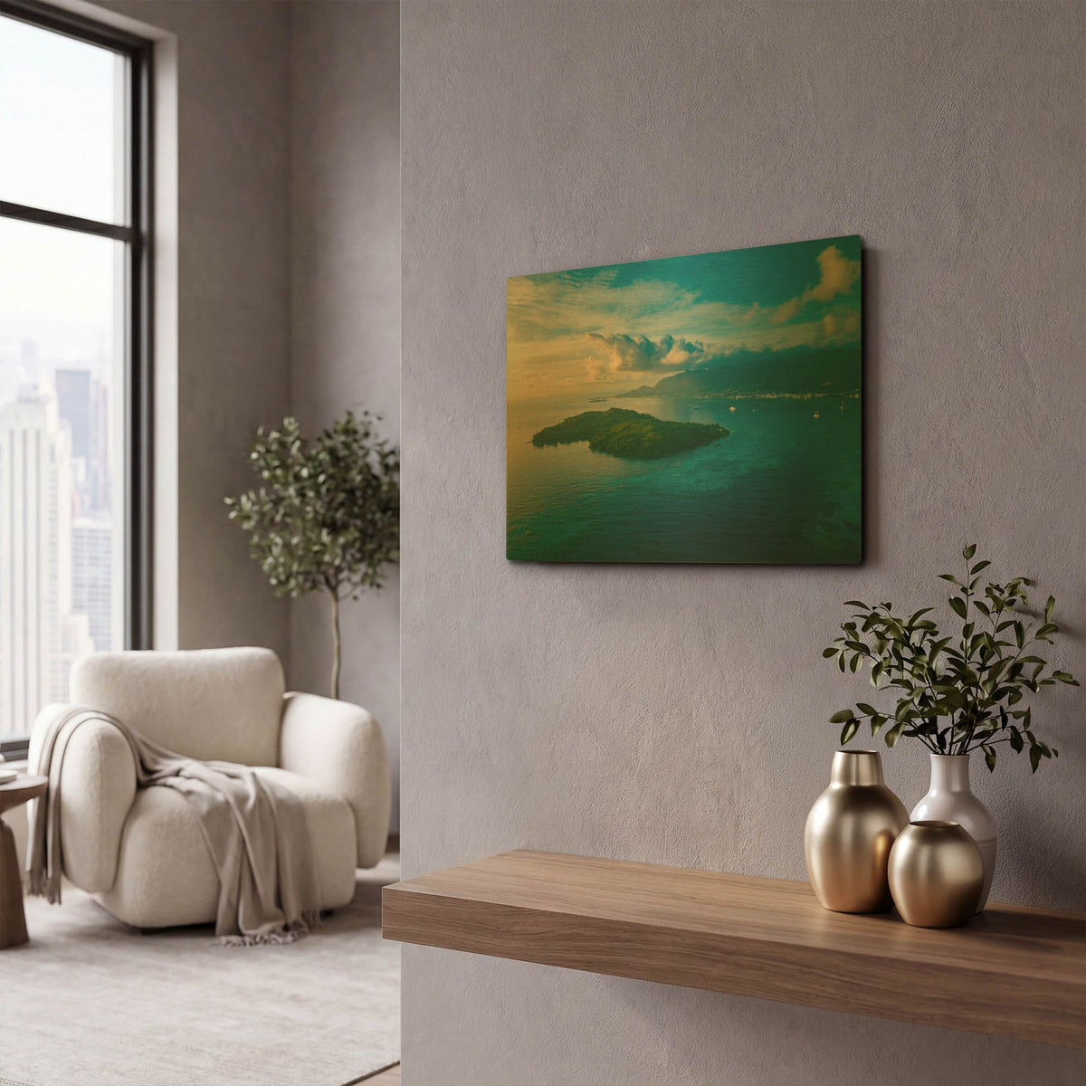 'Amazing Seychelles' By AKG Gold Metal Wall Art