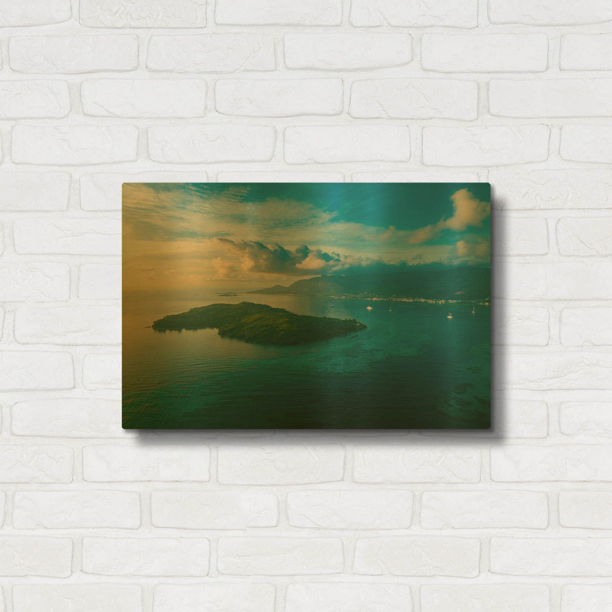 'Amazing Seychelles' By AKG Gold Metal Wall Art
