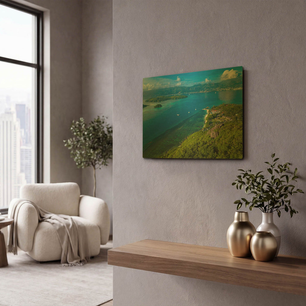 'Seychelles Views' By AKG Gold Metal Wall Art