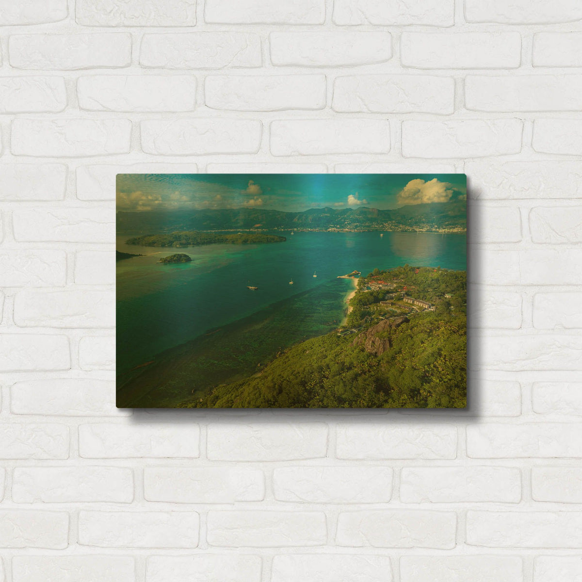 'Seychelles Views' By AKG Gold Metal Wall Art