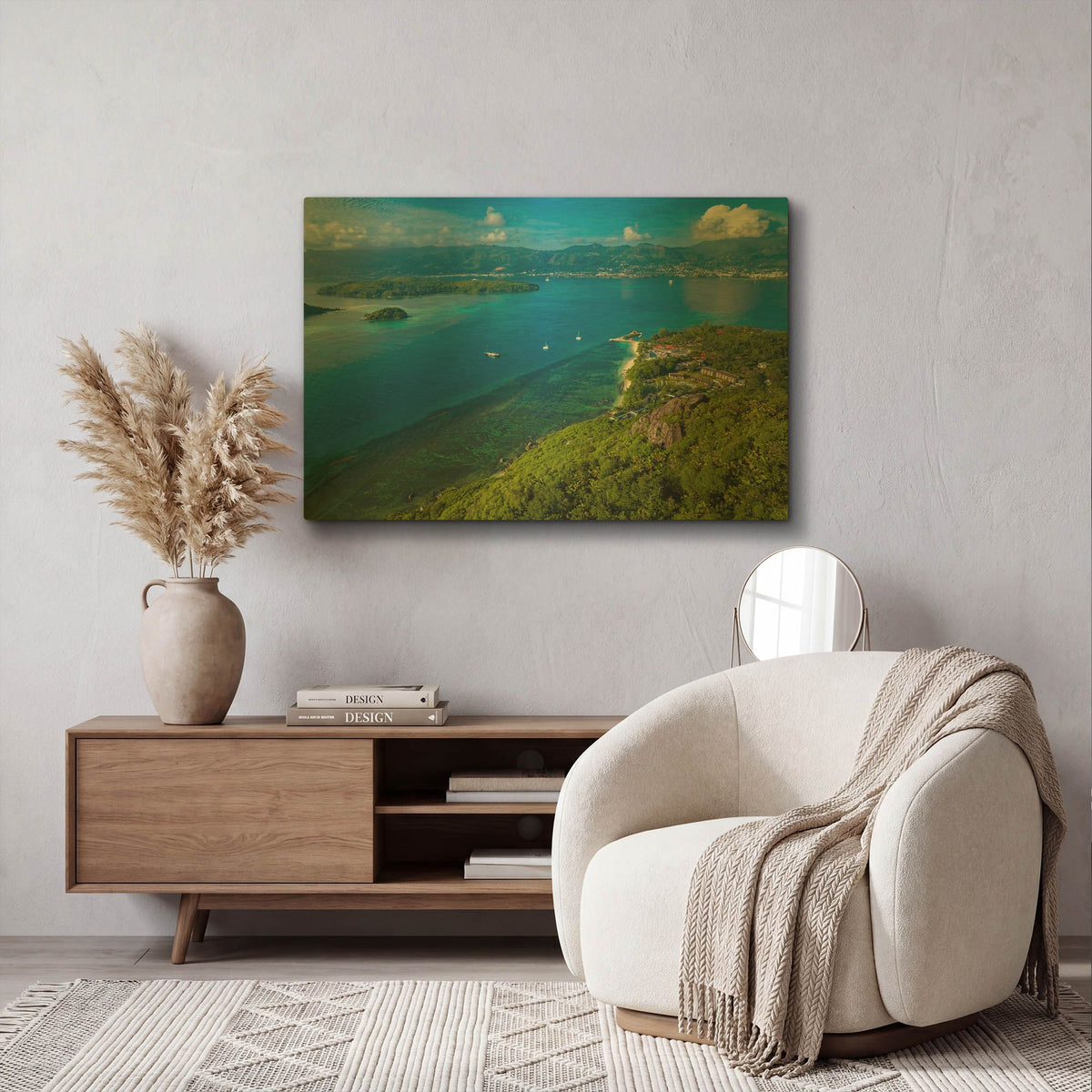 'Seychelles Views' By AKG Gold Metal Wall Art