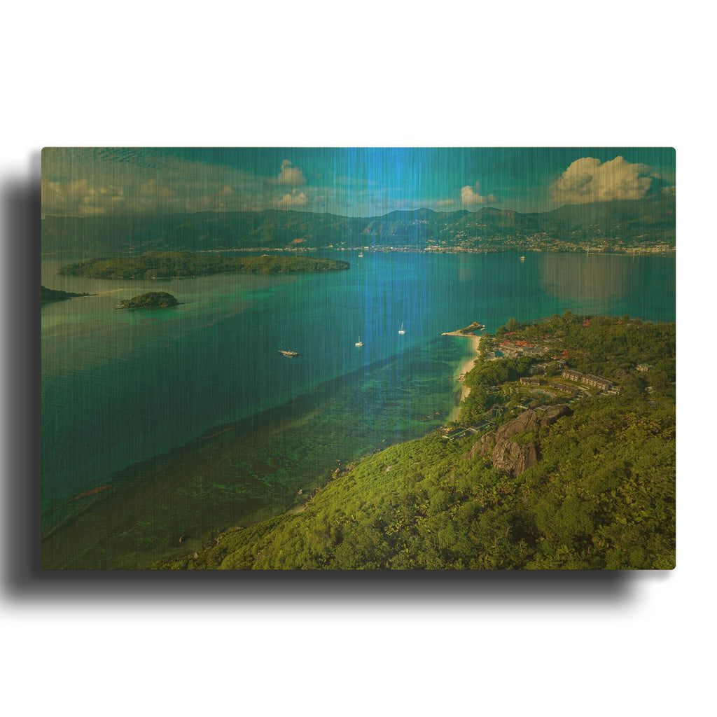 'Seychelles Views' By AKG Gold Metal Wall Art