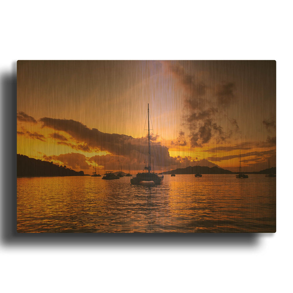 'Fiery Seychelles' By AKG Gold Metal Wall Art