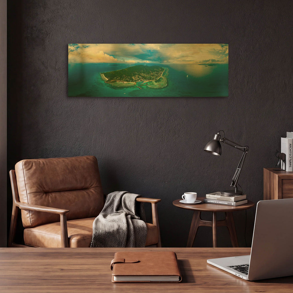 'Seychelles -Beautiful LaDigue' By AKG Gold Metal Wall Art