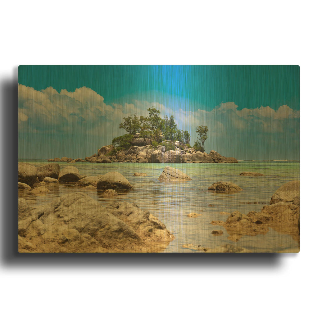 'Seychelles - Mahe 2' By AKG Gold Metal Wall Art