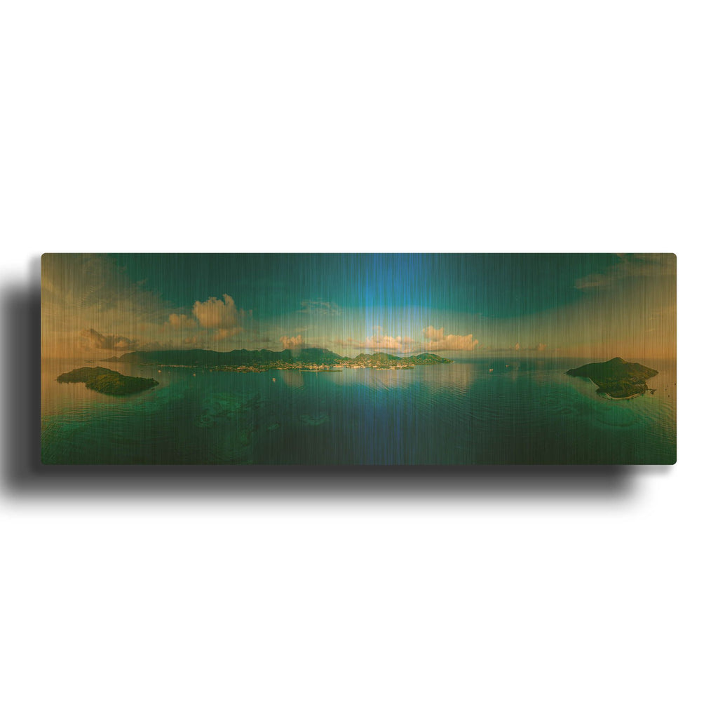 'Seychelles - Peaceful Mahe' By AKG Gold Metal Wall Art