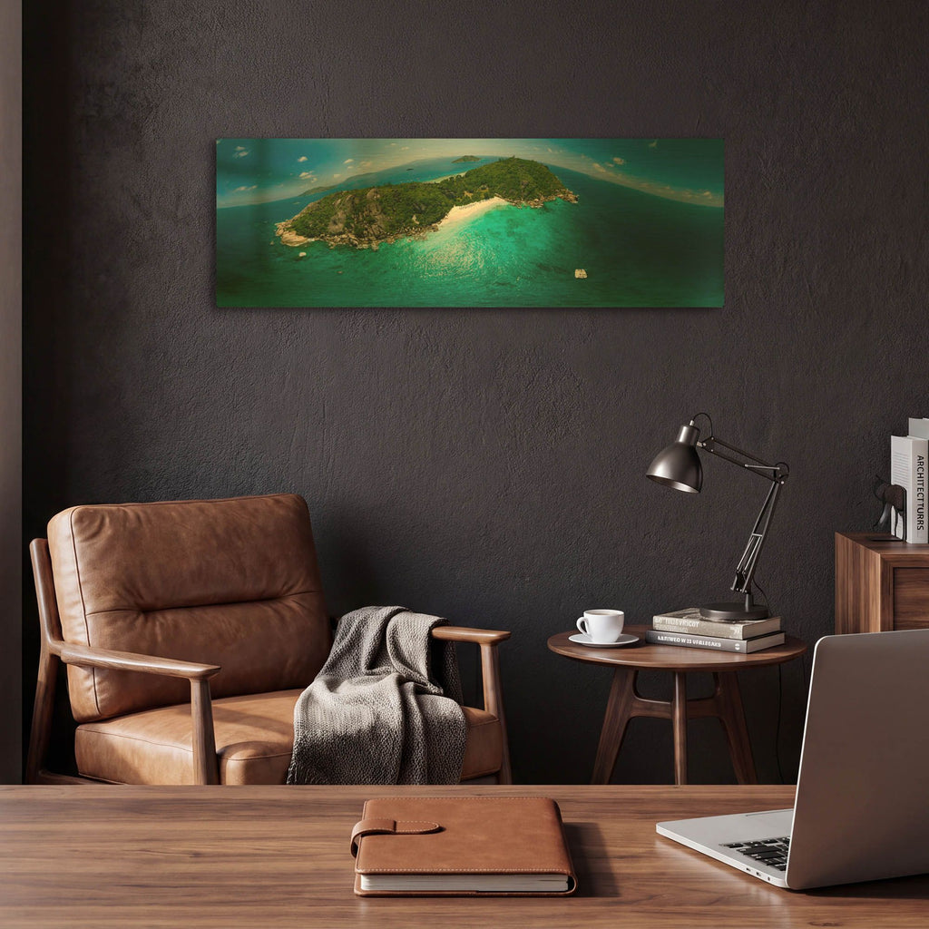 'Seychelles - Sister Island' By AKG Gold Metal Wall Art