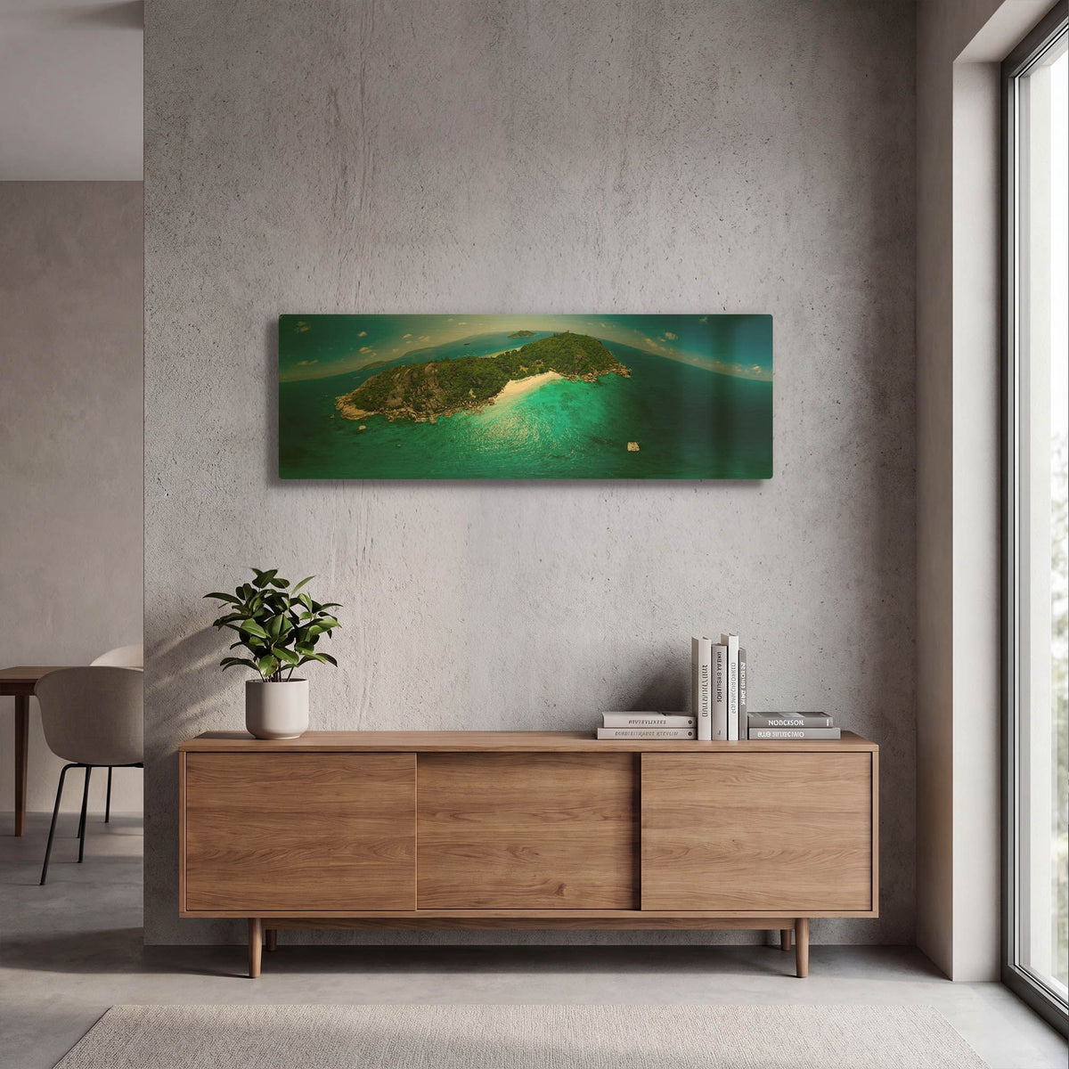 'Seychelles - Sister Island' By AKG Gold Metal Wall Art