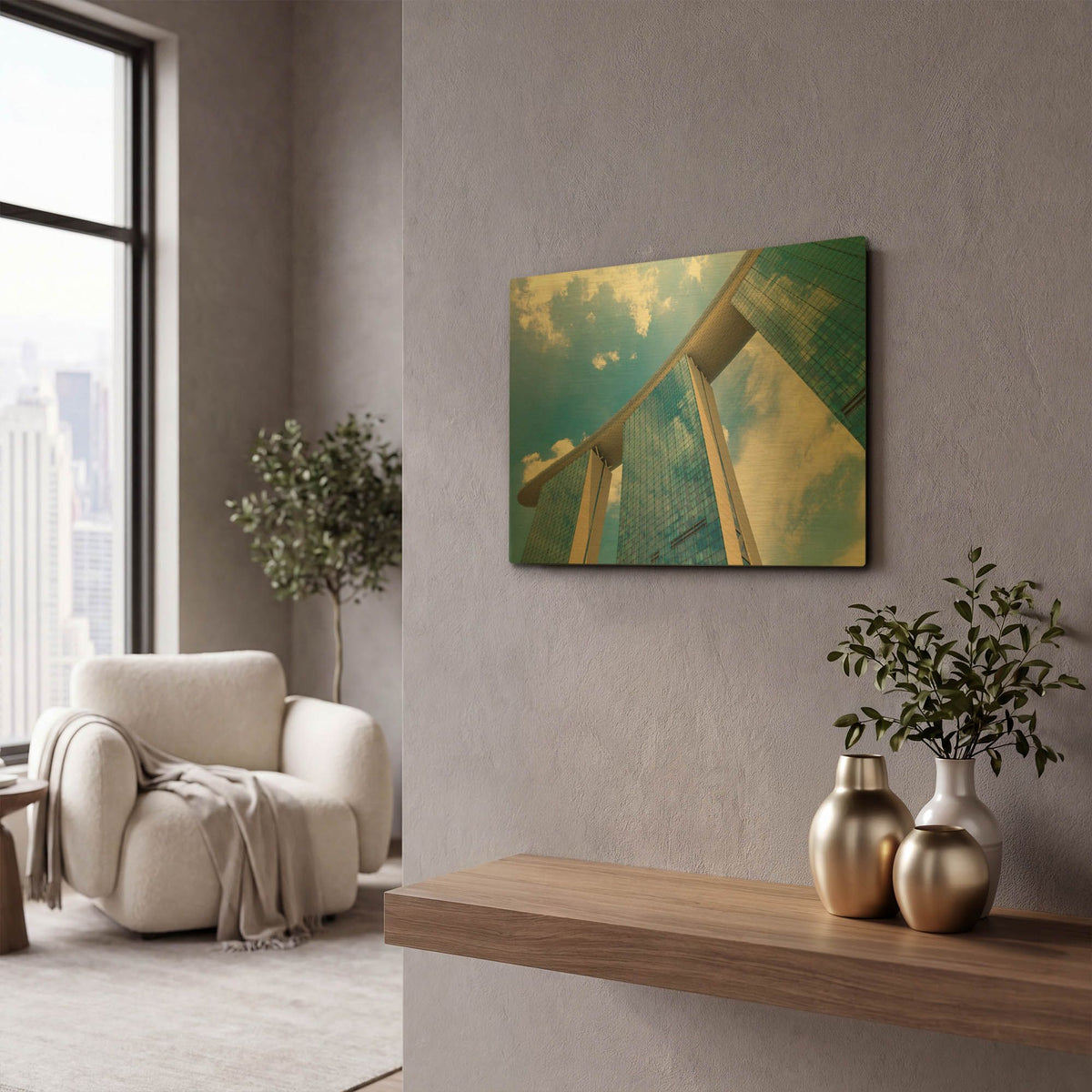 'Singapore' By AKG Gold Metal Wall Art