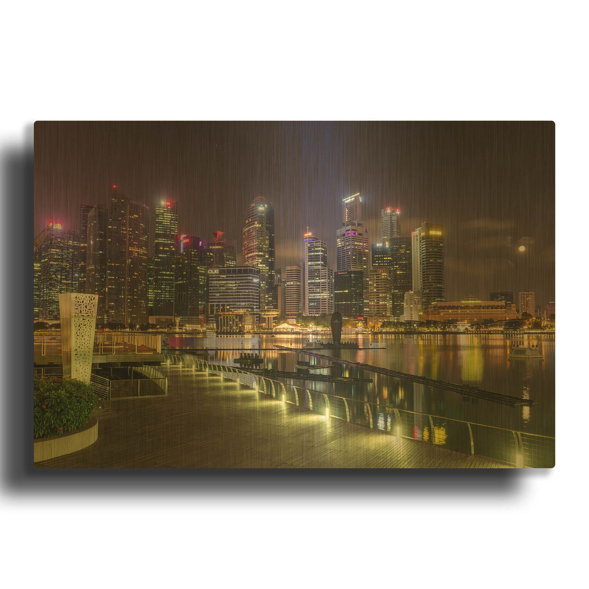 'Singapore 2' By AKG Gold Metal Wall Art