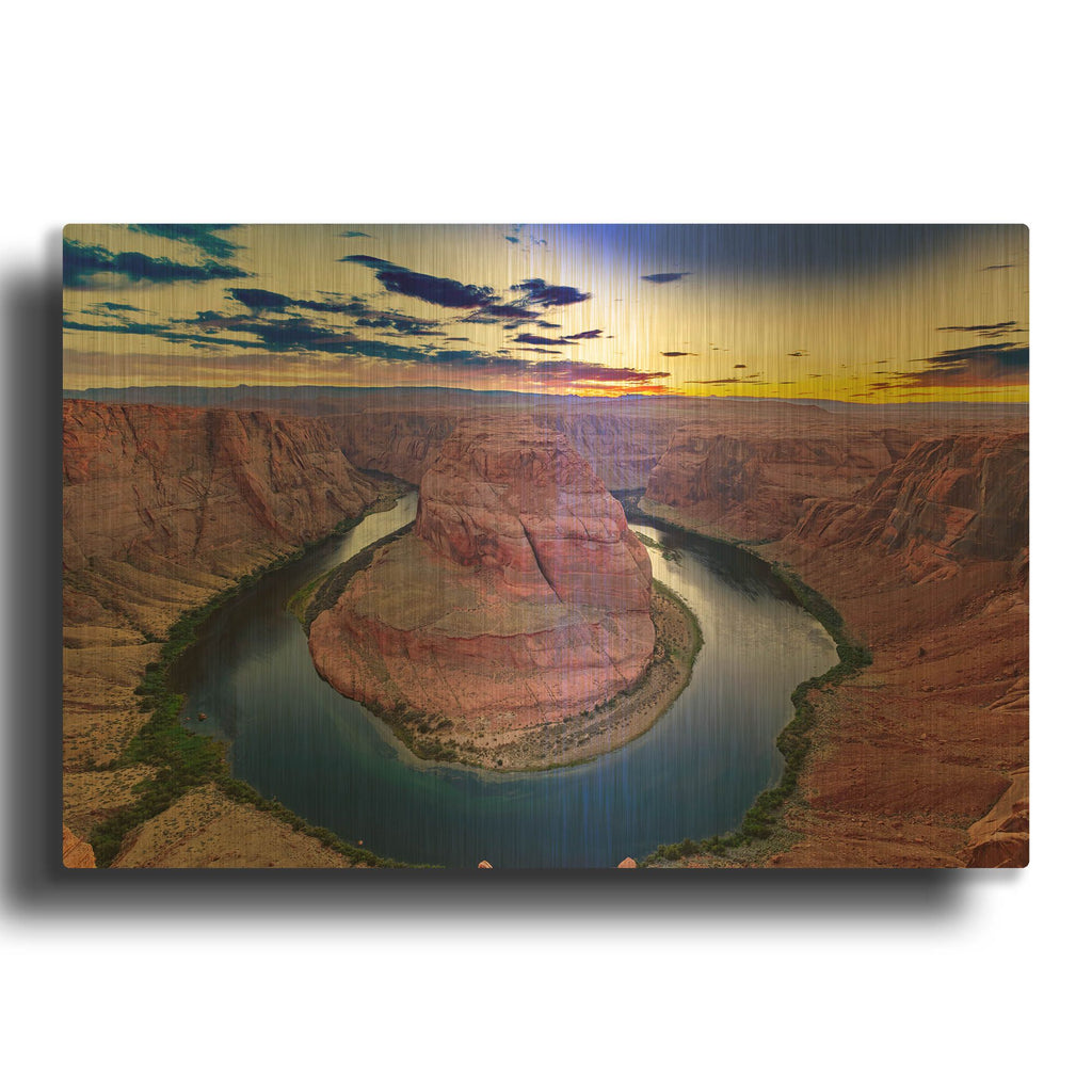 'Utah - Horsehoe Bend' By AKG Gold Metal Wall Art