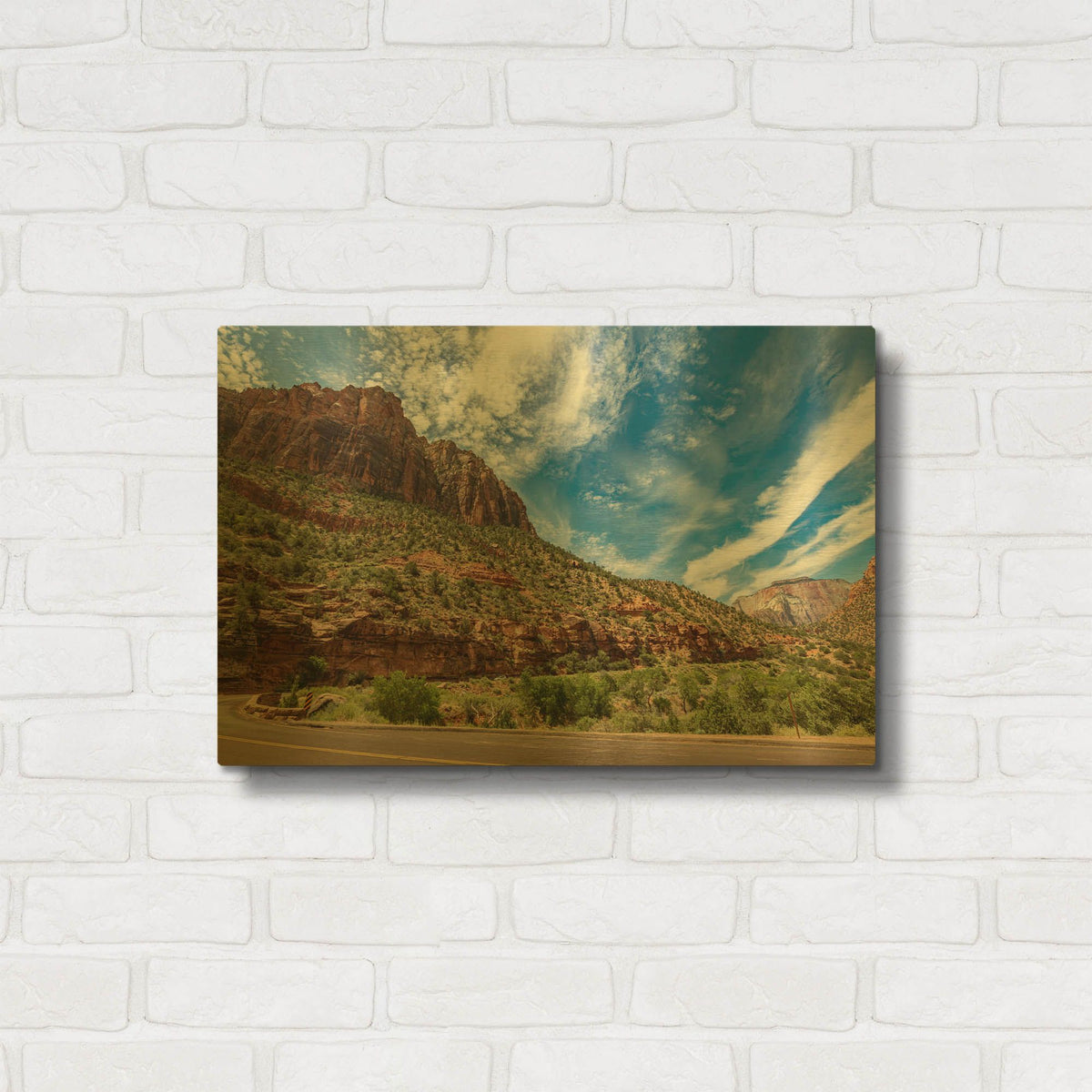 'Utah - Zion' By AKG Gold Metal Wall Art