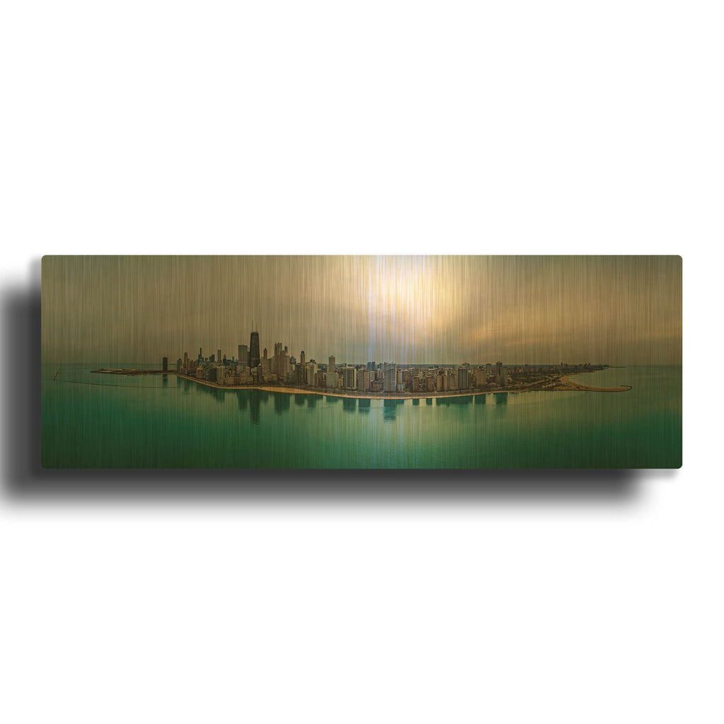 'Cloudy Winter in Chicago' By AKG Gold Metal Wall Art
