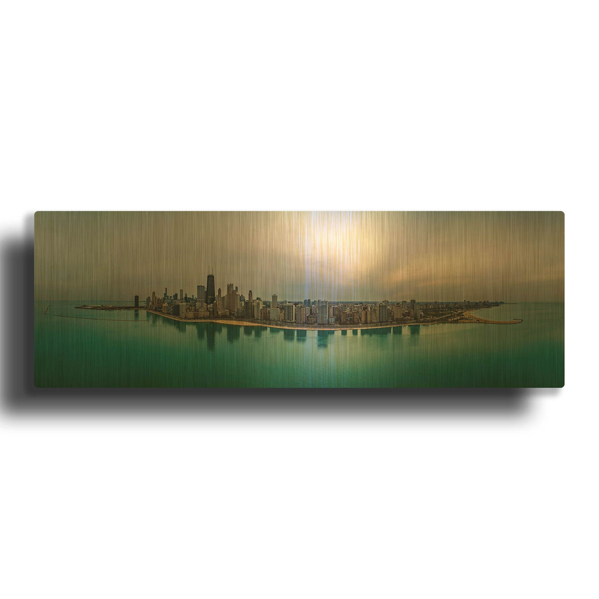 'Cloudy Winter in Chicago' By AKG Gold Metal Wall Art