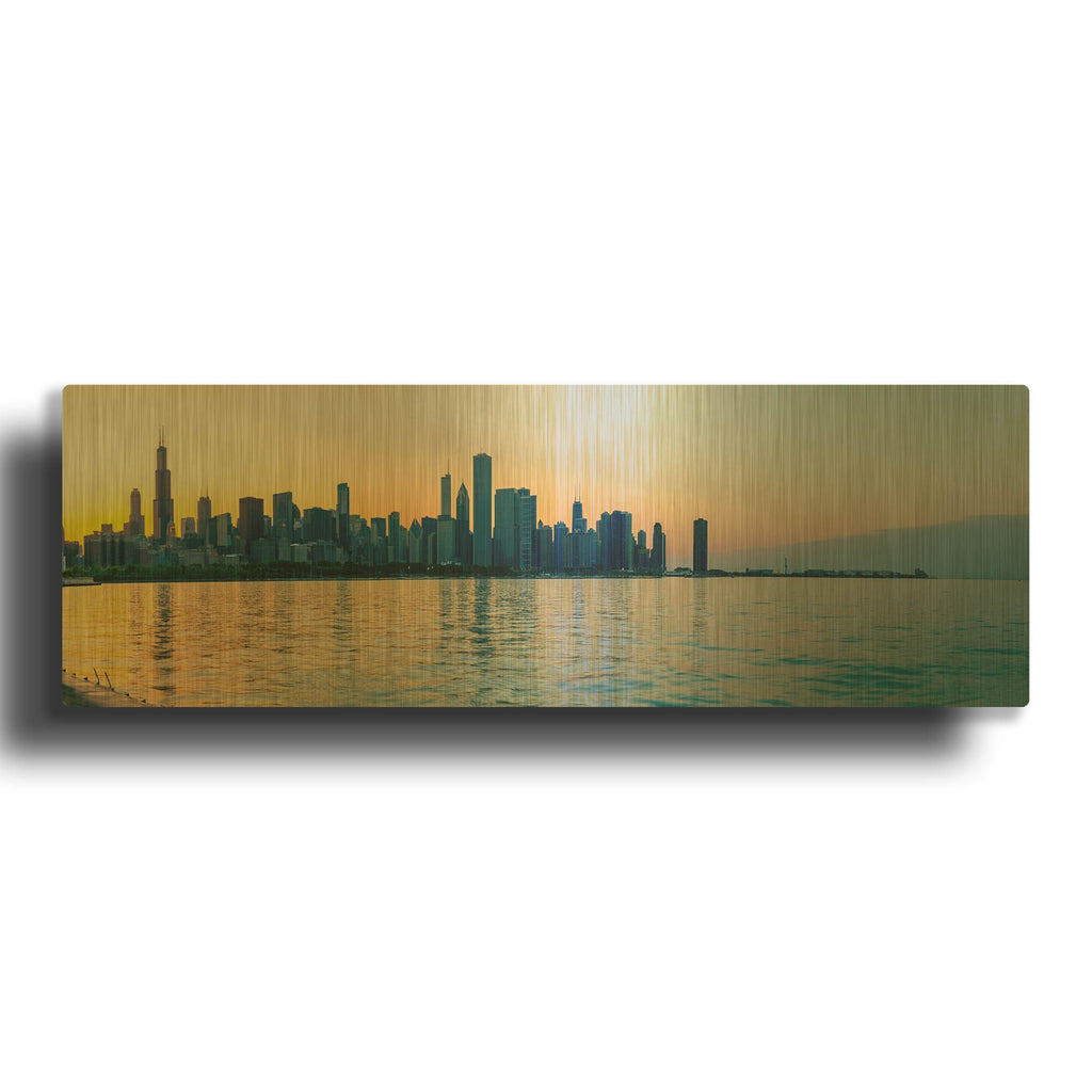 'Good Morning Chicago' By AKG Gold Metal Wall Art