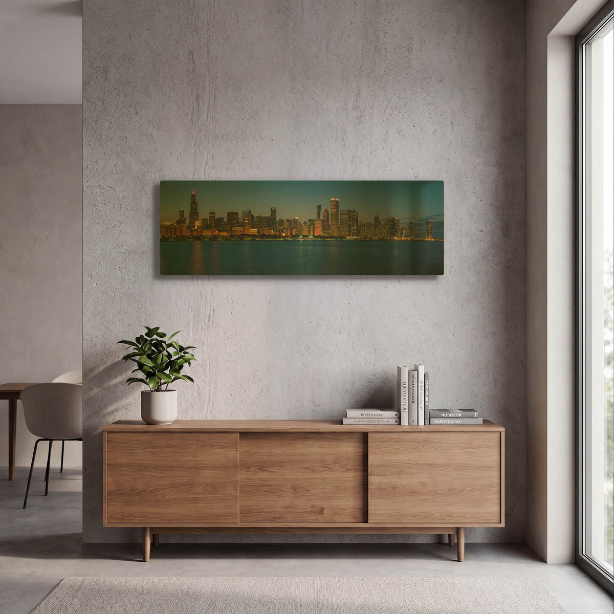 'Good Night Chicago' By AKG Gold Metal Wall Art