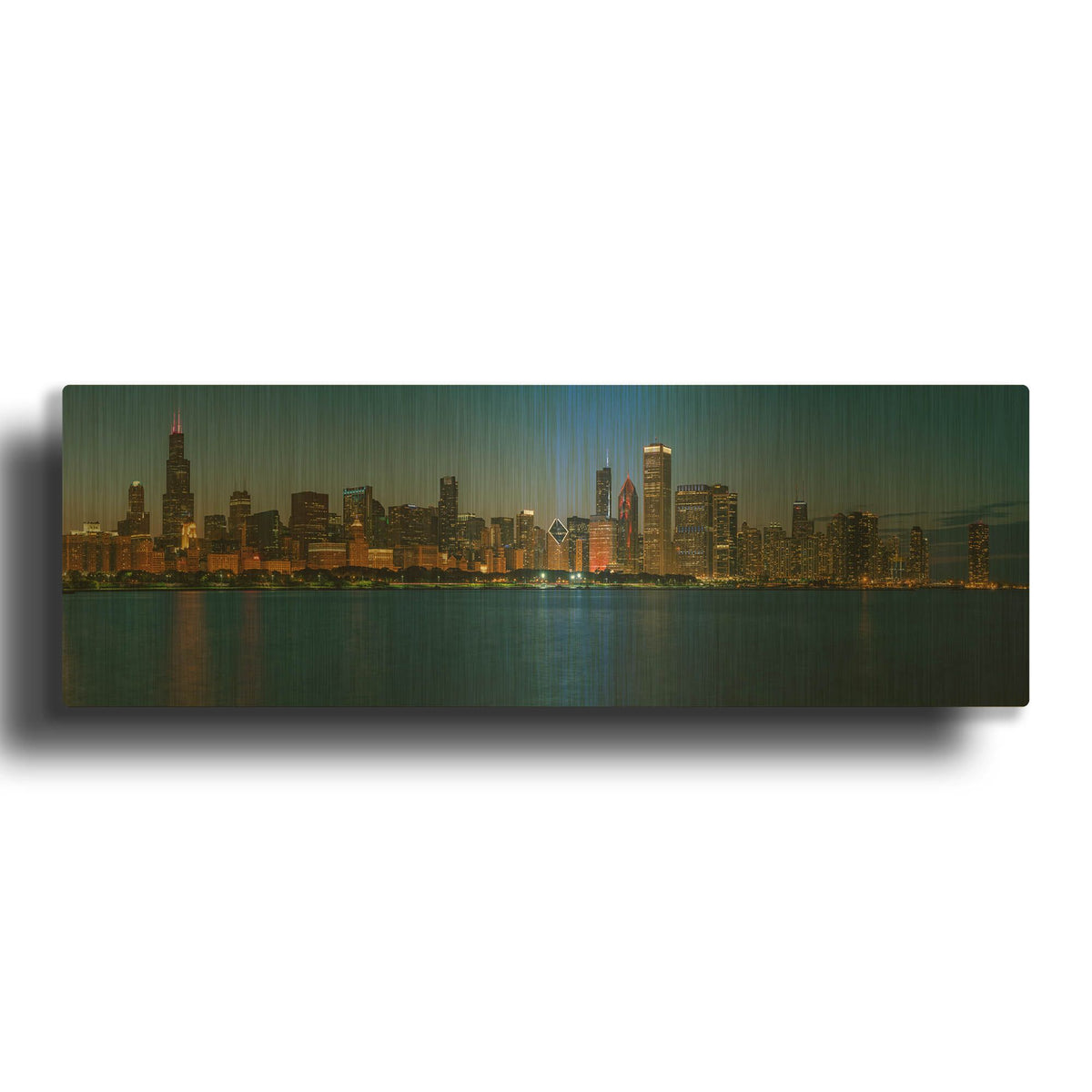 'Good Night Chicago' By AKG Gold Metal Wall Art