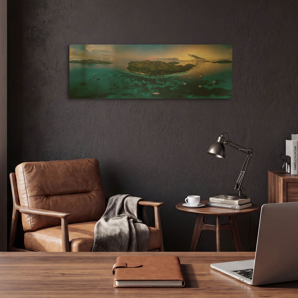 'Curieuse Island Seychelles Pano' By AKG Gold Metal Wall Art