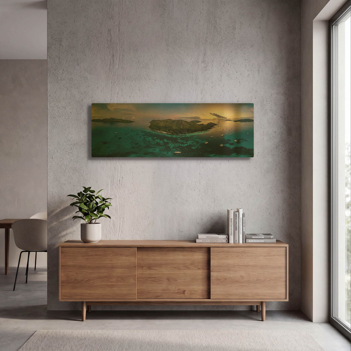 'Curieuse Island Seychelles Pano' By AKG Gold Metal Wall Art