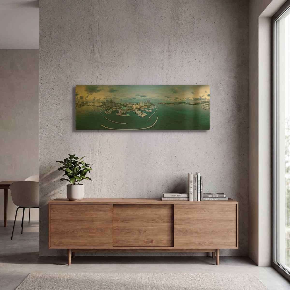 'Miami Twilight' By AKG Gold Metal Wall Art