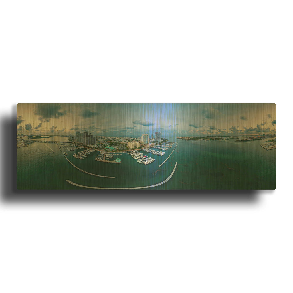 'Miami Twilight' By AKG Gold Metal Wall Art