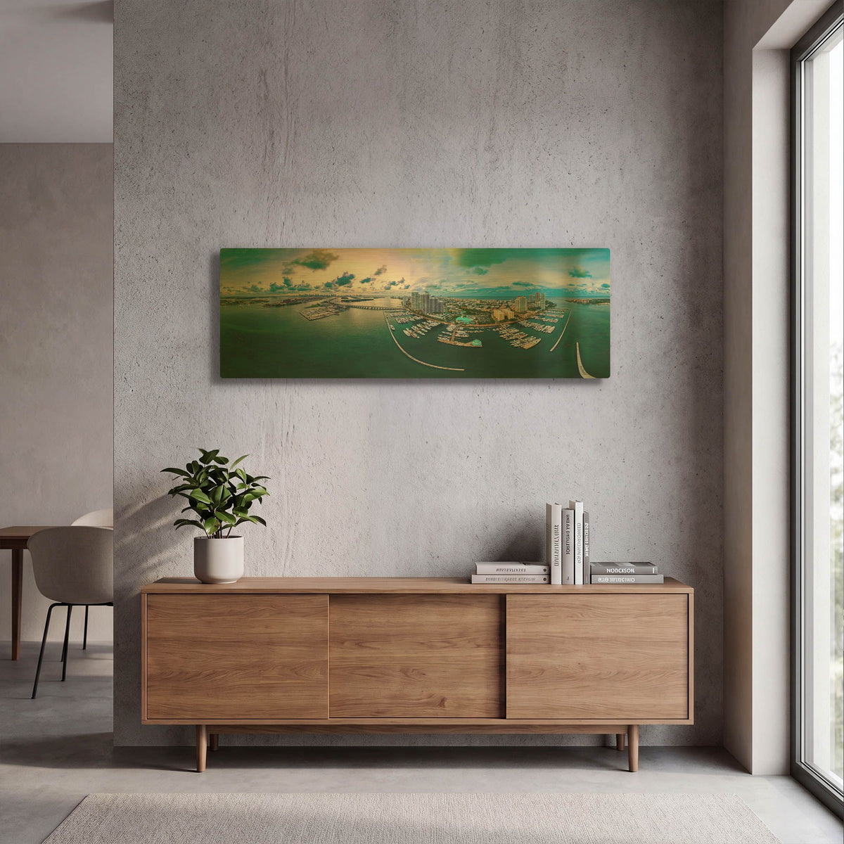 'South Beach Twilight' By AKG Gold Metal Wall Art