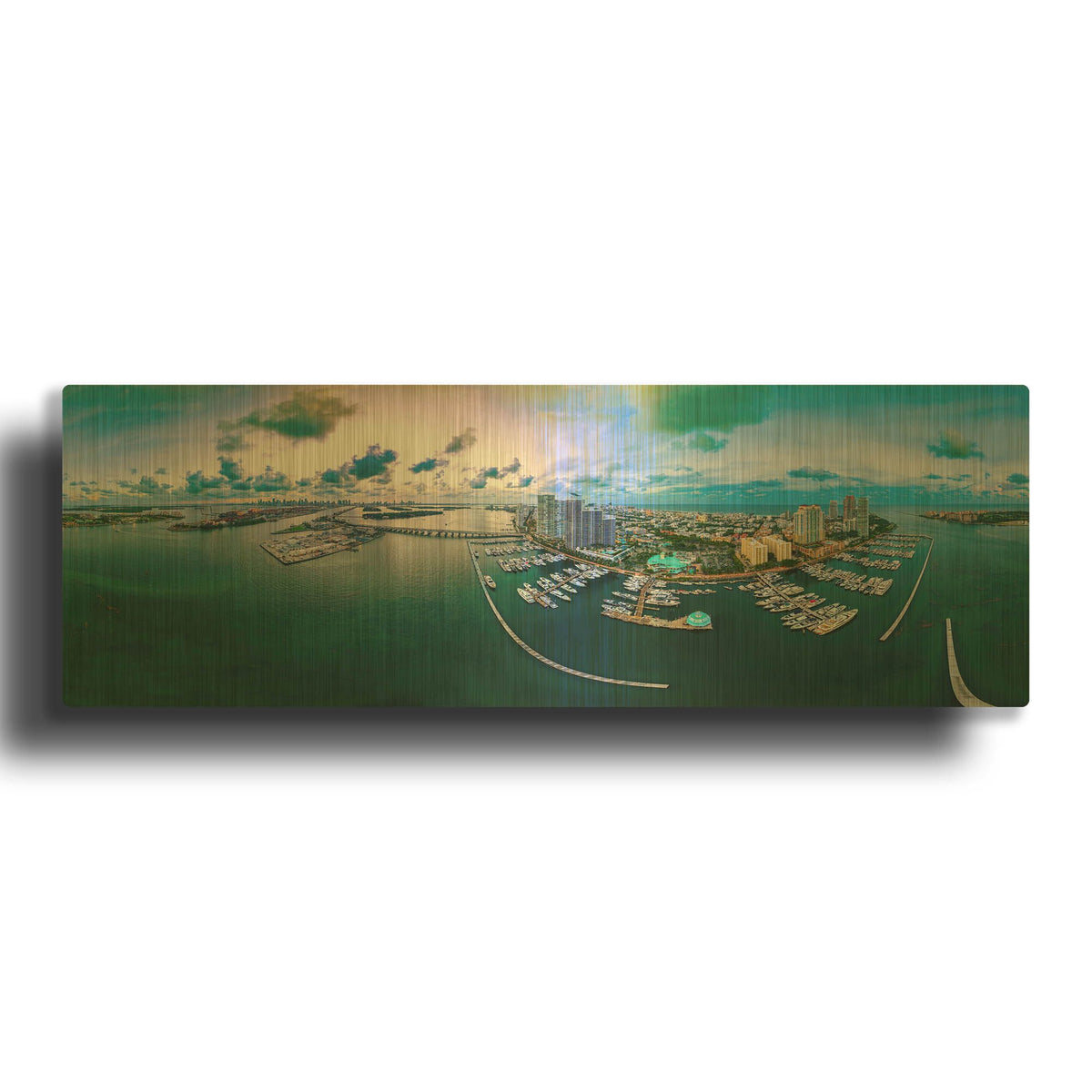 'South Beach Twilight' By AKG Gold Metal Wall Art