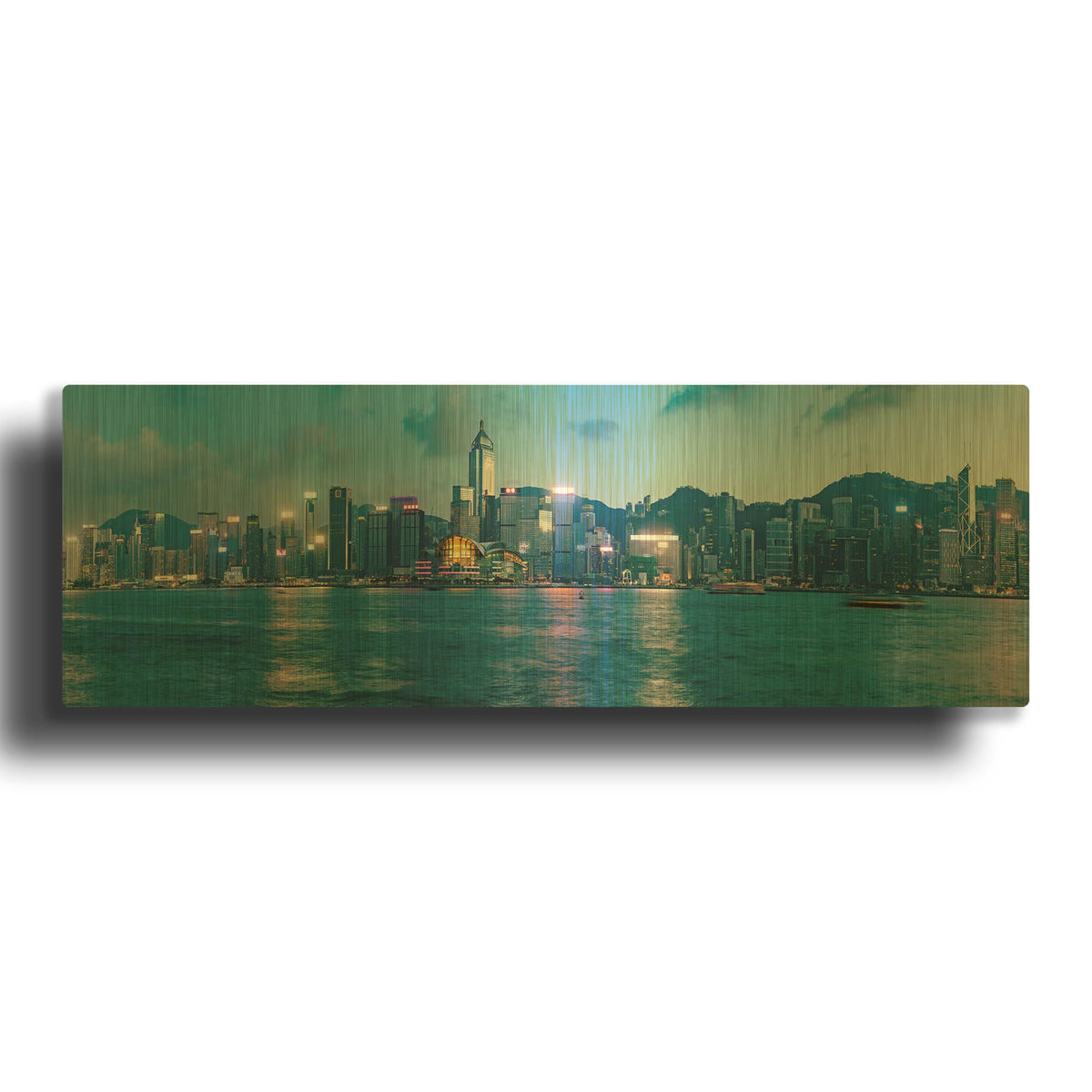 'Hong Kong Twilight' By AKG Gold Metal Wall Art