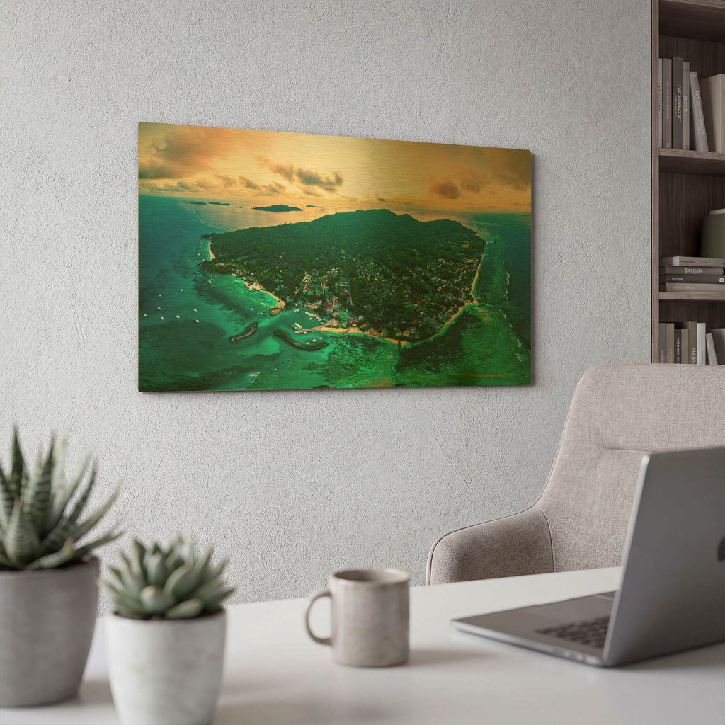'La Digue 3' By AKG Gold Metal Wall Art