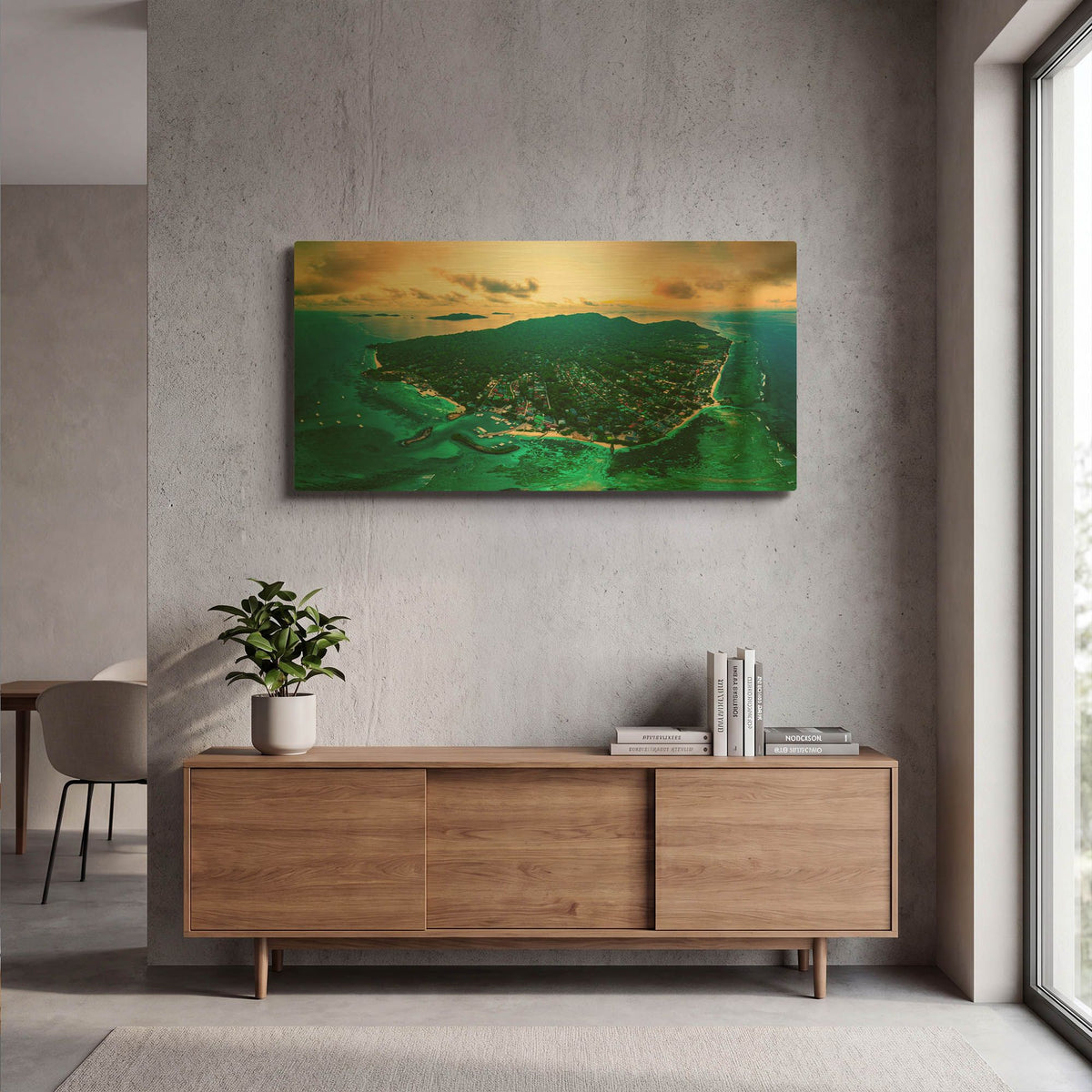 'La Digue 3' By AKG Gold Metal Wall Art