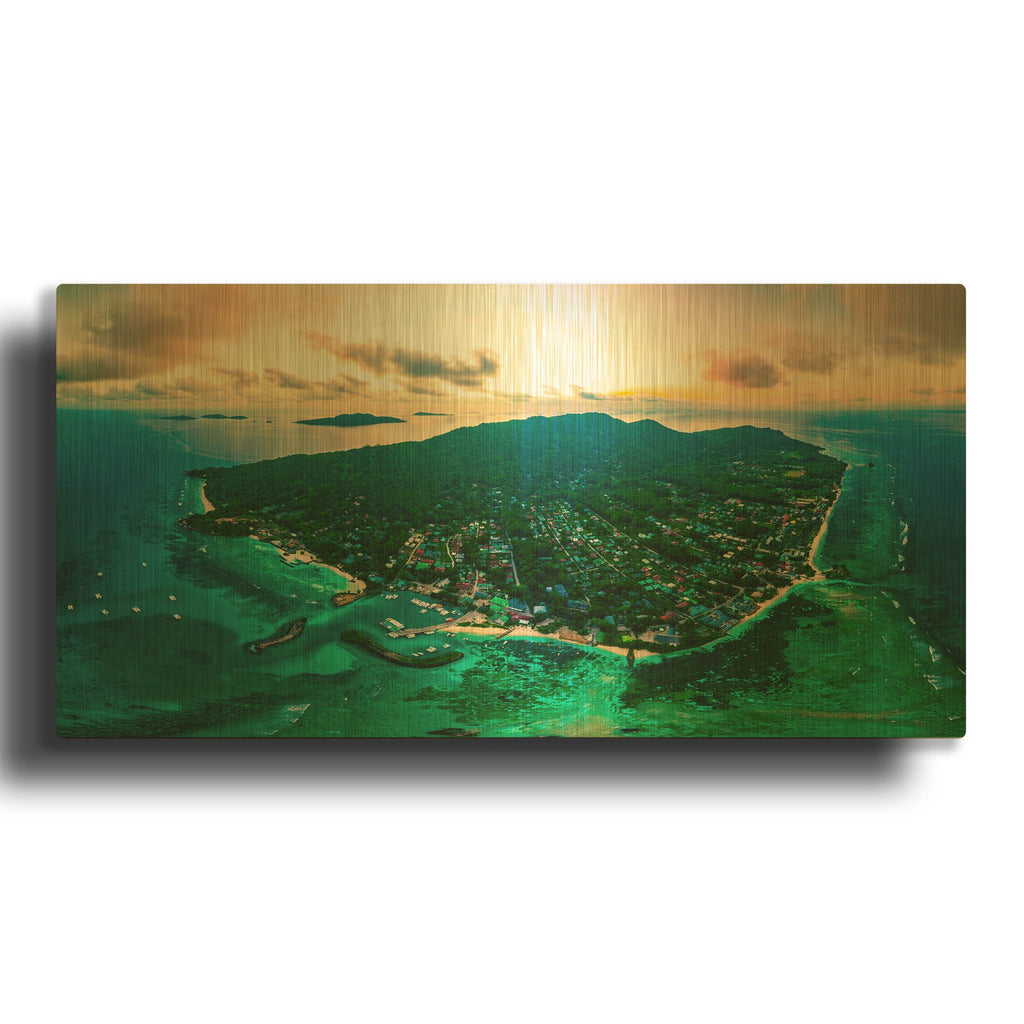 'La Digue 3' By AKG Gold Metal Wall Art