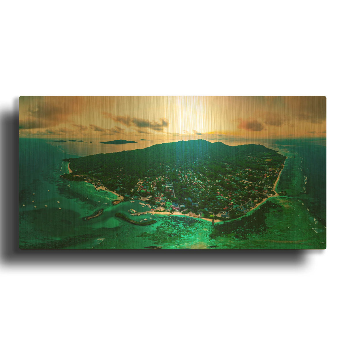 'La Digue 3' By AKG Gold Metal Wall Art