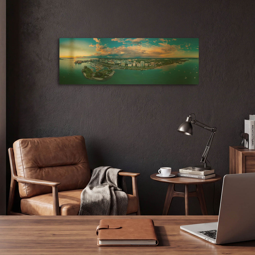 'Sarasota Sunset 2' By AKG Gold Metal Wall Art