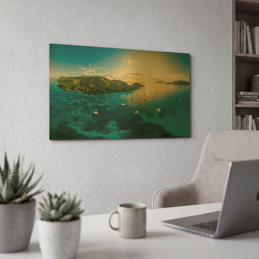 'Seychelles Dreams' By AKG Gold Metal Wall Art