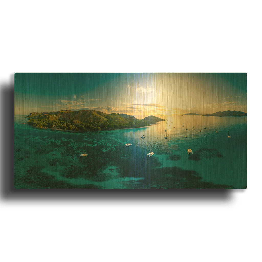 'Seychelles Dreams' By AKG Gold Metal Wall Art